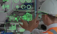 Factory worker employing Movicon.NExT HMI/SCADA software