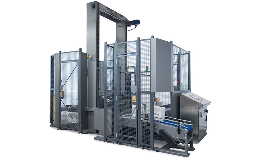 A-B-C Packaging’s compact Model 72AN palletizer