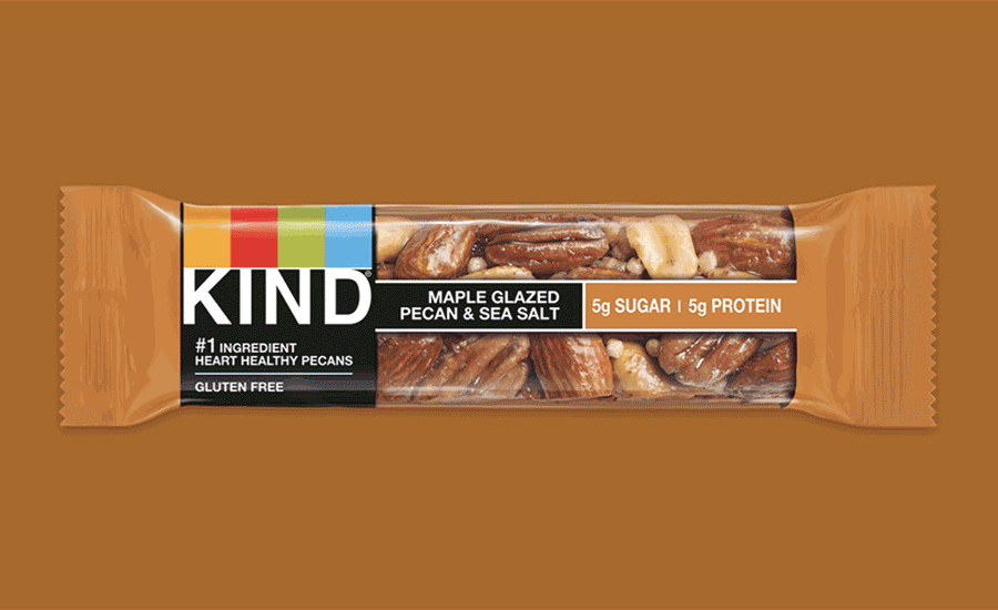 KIND snack bar packaging incorporating recycled content
