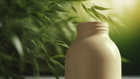 Image of a bottle made using CelluComp’s proprietary cellulose product, Curran®.
