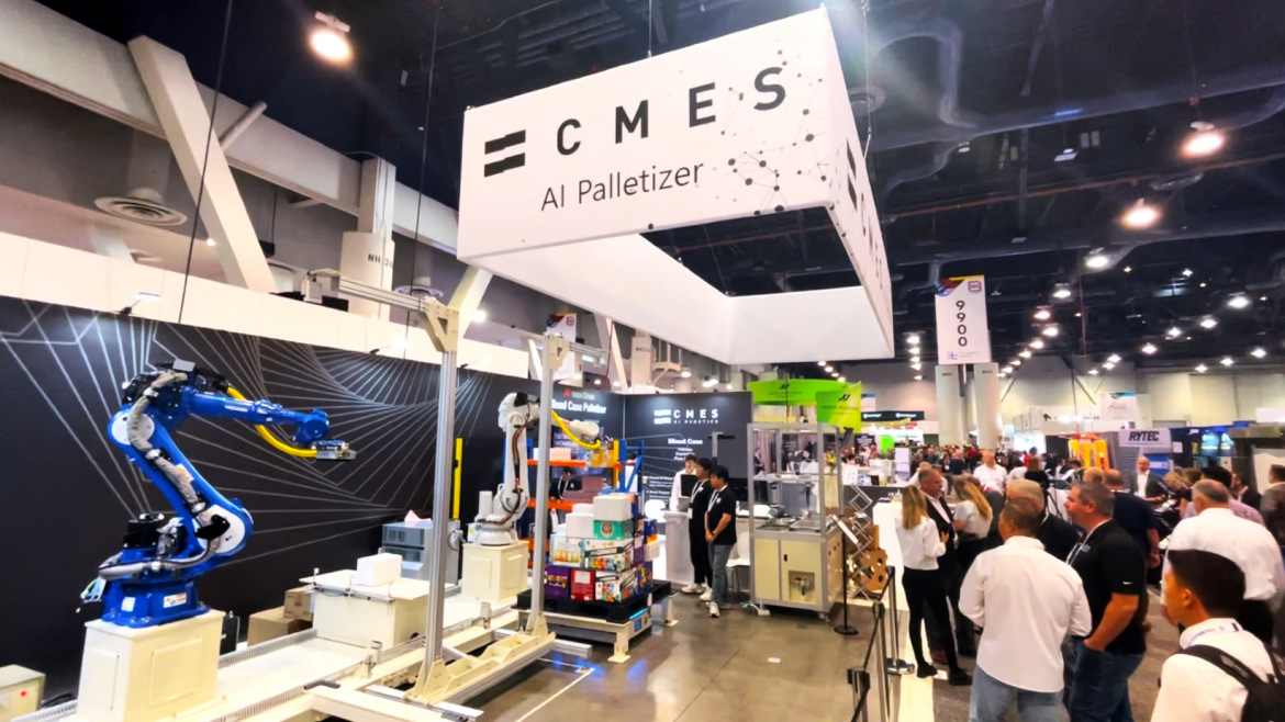 Unitizing and Palletizing CMES Robotics palletizing solution showcase at PACK EXPO Las Vegas.