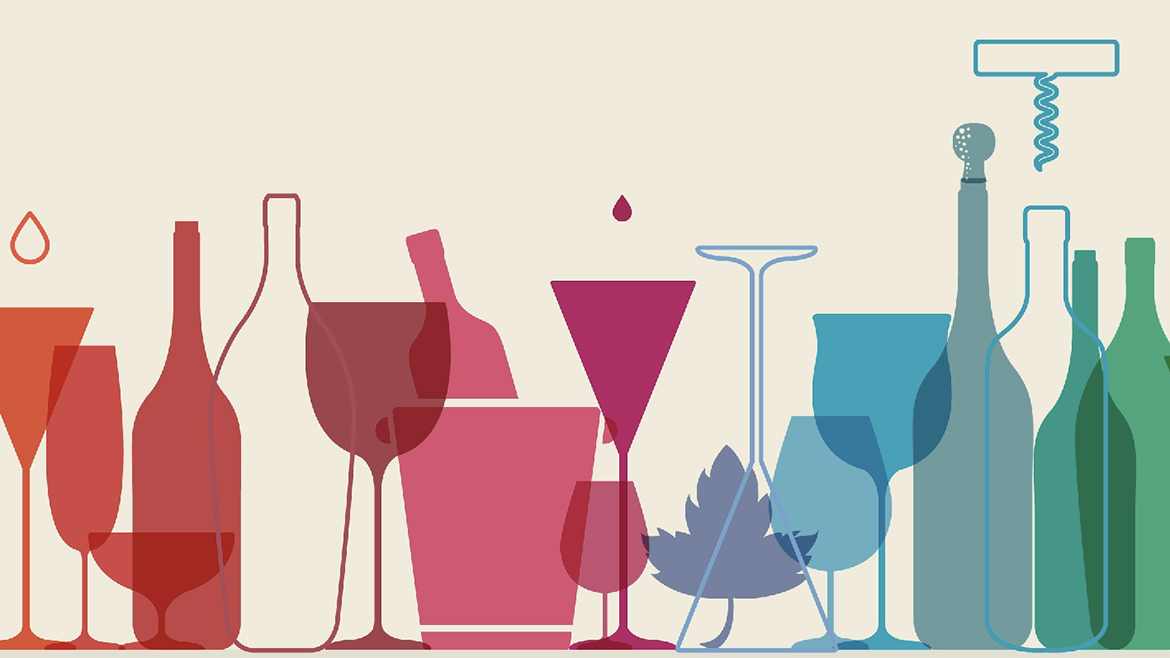 Retro coloured seamless wine and cocktail animation