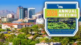PS March 2024 FPA Event Lineup feature image of Tucson cityscape with event information inset
