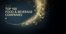 2024 Top 100 Food & Beverage Companies banner 2024 Top 100 Food & Beverage Companies banner. 2024 shiny color gold wave design element.