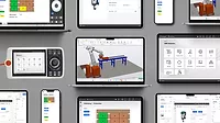 Various screens depicting controls for robots.