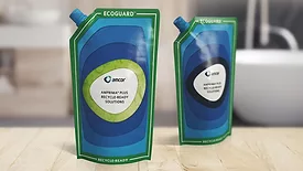 Pair of recyclable spouted pouches from Amcor and Mespack