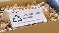 Eco-friendly care sign plastic-free symbol packaging, carton box, wrap paper