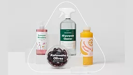 Image of household and food packaging incorporating pressure-sensitive labels.