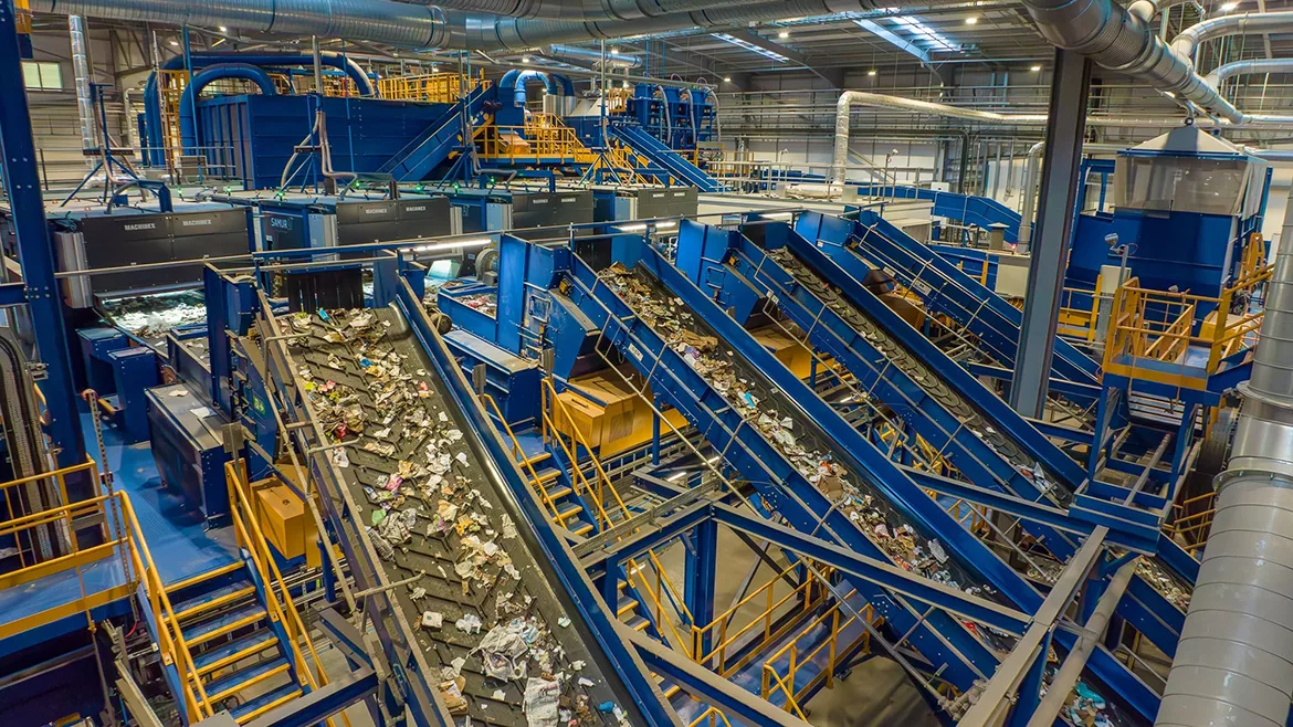 Interior of Sherbourne Recycling’s materials recycling facility in Coventry.