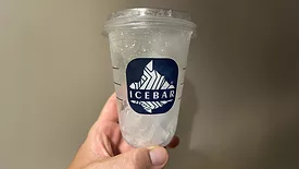 The plastic cup that was the container of choice for one supermarket selling ice cubes in Istanbul.