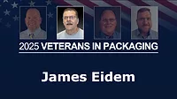 James Eidem profile highlighted with other veteran headshots and the American flag in the background.