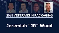 Jeremiah Wood profile highlighted with other veteran headshots and the American flag in the background.