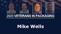 Mike Wells profile highlighted with other veteran headshots and the American flag in the background.