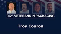 Troy Couron profile highlighted with other veteran headshots and the American flag in the background.