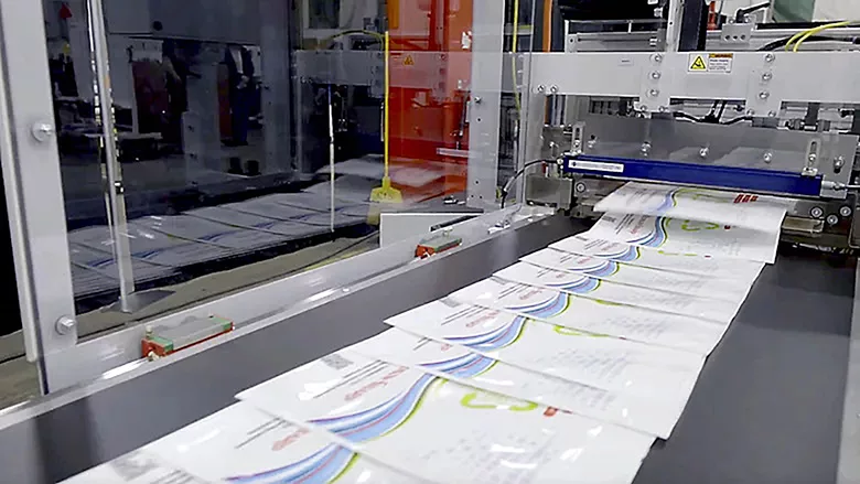 BW Converting's Hudson-Sharp Ares pouch manufacturing system in action.