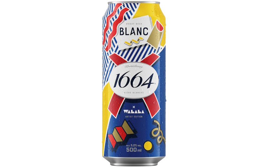 Example of Carlsberg Group’s 1664 canned beer packaging design developed in partnership with celebrated French artist Camille Walala.