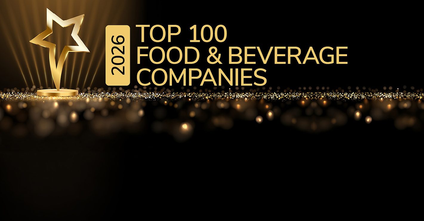 Top 100 Food Beverage Companies 2026 Golden award trophy in the shape of a star. Text: 2026 Top 100 Food and Beverage Companies
