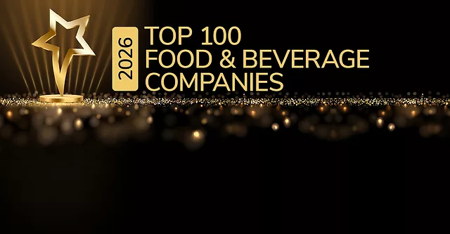 Golden award trophy in the shape of a star. Text: 2026 Top 100 Food and Beverage Companies