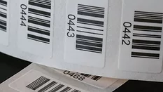Barcode stickers on label roll Barcode stickers on label roll.