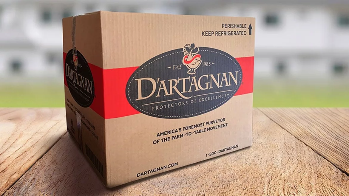 Image of a carton of D’Artagnan meats requiring insulation for cold chain delivery.