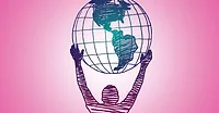 man holding earth above head graphic