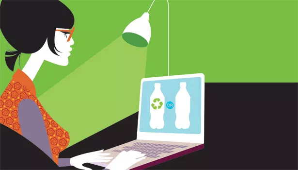 woman on computer recycle