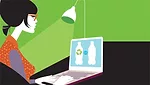 woman on computer recycle