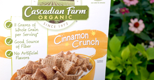 Cascadian Farm's plant-based cereal box liner