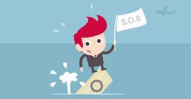 cartoon boy on sinking ship