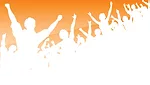 group of people with hands in air graphic white