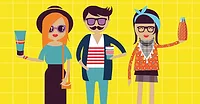 men woman graphics cartoon packaging branding