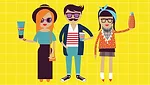 men woman graphics cartoon packaging branding
