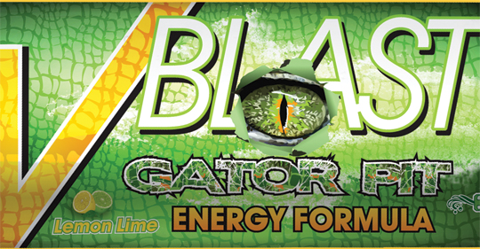vblast energy drink packaging green gator pit