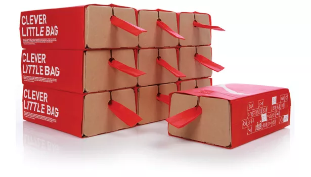 clever little bag packaging shoes red