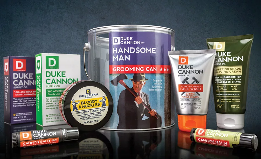 Handsome Man grooming kit in a paint can