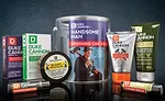 Handsome Man grooming kit in a paint can