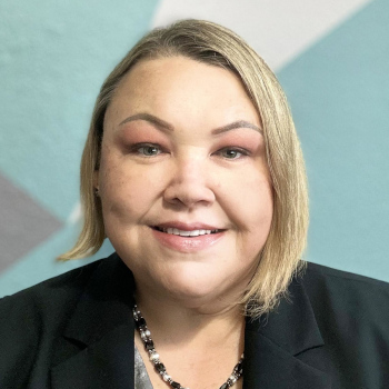 Latricia Fry, Sustainability & Market Development Manager, Inteplast, 350x350 headshot with a geometric pattern background in gray, white, and teal.
