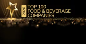 Golden award trophy in the shape of a star. Text: 2026 Top 100 Food and Beverage Companies