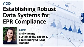 Establishing Robust Data Systems for EPR Compliance. Headshot of Emily Wynne and a background image with graphs and charts.
